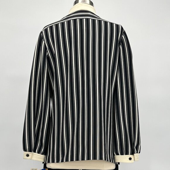 Vintage 1960s Black and White Striped Polyester Mod Shirt and Pants Ensemble - Picture 3 of 6